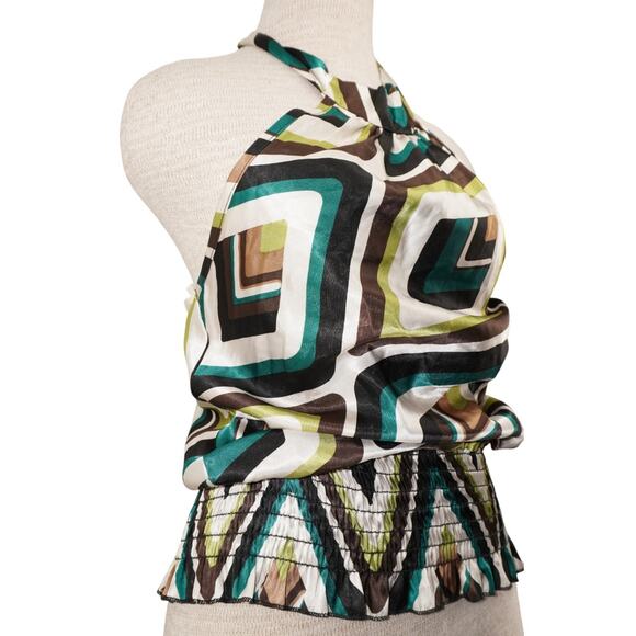 Charlotte Russe Retro Geometric Print Halter Top – Size M - Picture 3 of 7